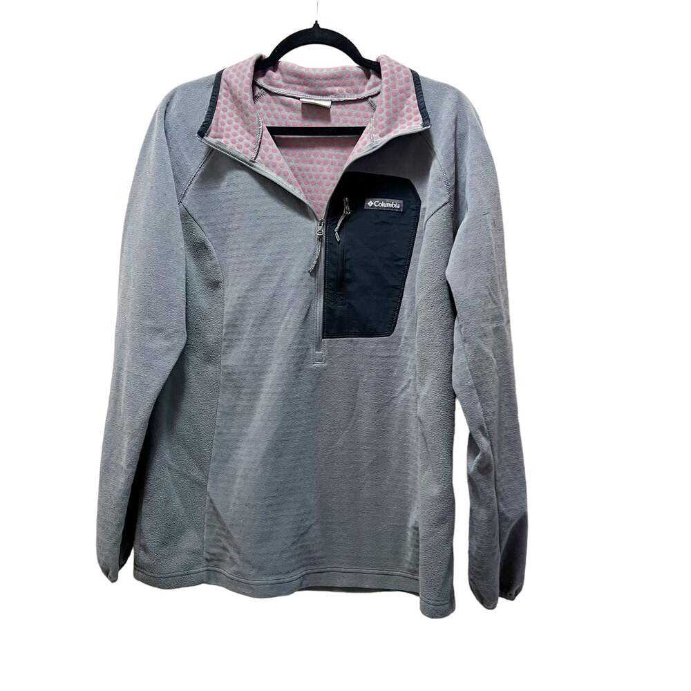 Columbia Gray Fleece Quarter Zip Sweater Comfy Sweatshirt Pullover Size XL